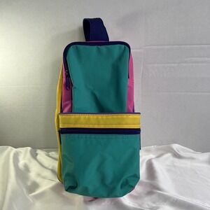 VTG Avon 80s Color Block Neon Nylon 3 Zip Tote Travel Bag 12" x 7" NEW OLD STOCK